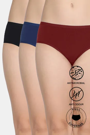 Buy Zivame Low Rise Full Coverage Hipster Panty (Pack of 3) - Multicolor